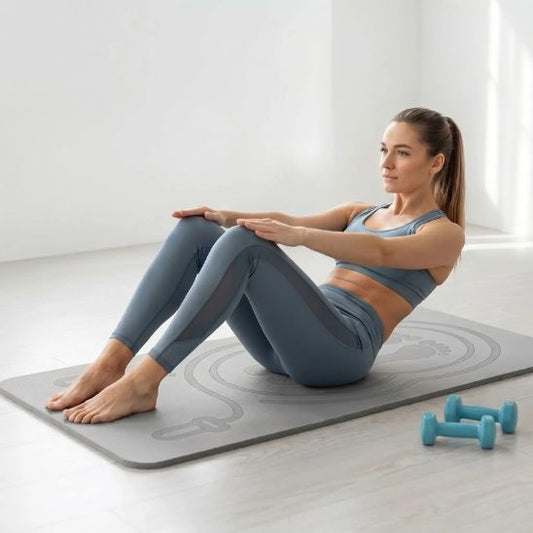 Tapis de fitness antidérapant TPE - exercices abdominaux femme