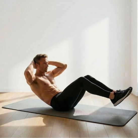 Tapis pour sport antidérapant - Homme musculation abdominaux