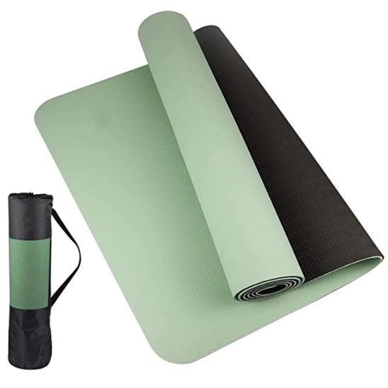tapis pour sport antidérapant 180cmx57cmx0.6cm Yoga fitness vert-gris